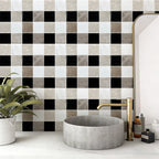 Grid Ariston White & Black Jade & Cloud Gray Marble Mosaic Tile