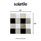 Grid Ariston White & Black Jade & Cloud Gray Marble Mosaic Tile
