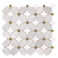 Four-Leaf Carrara White Marble Mosaic Tile