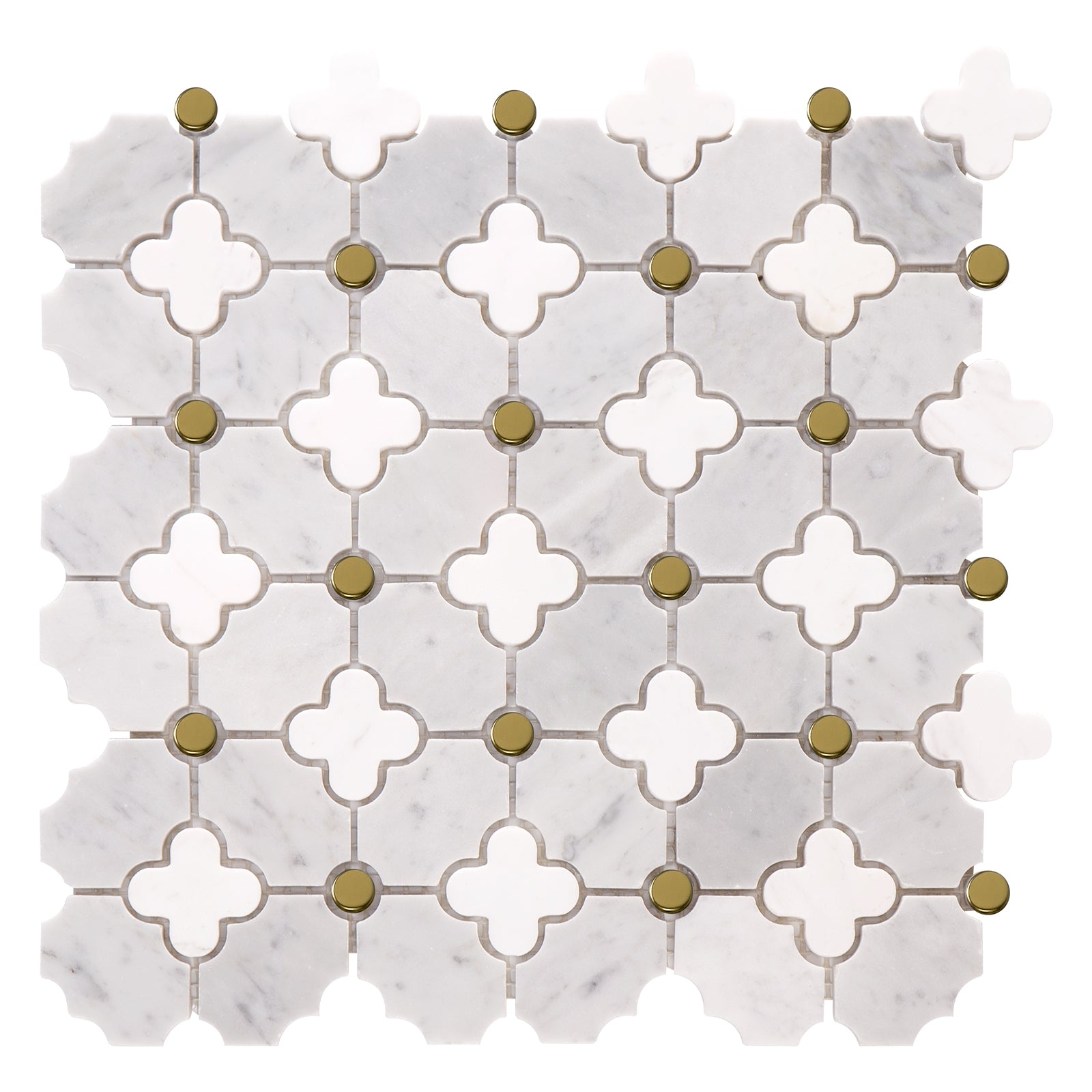 Four-Leaf Carrara White Marble Mosaic Tile