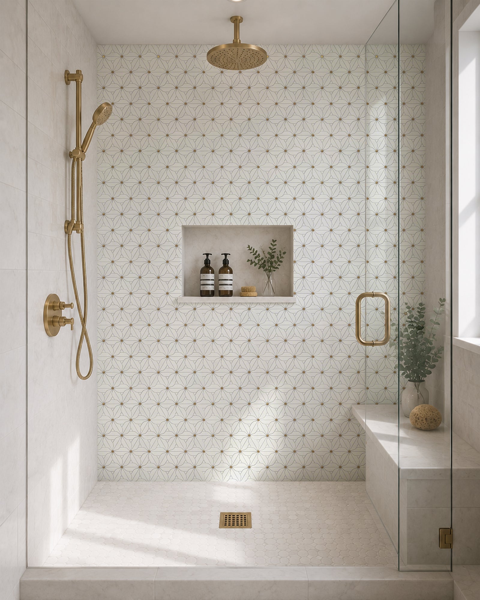 Petal Thassos white Marble Mosaic Tile