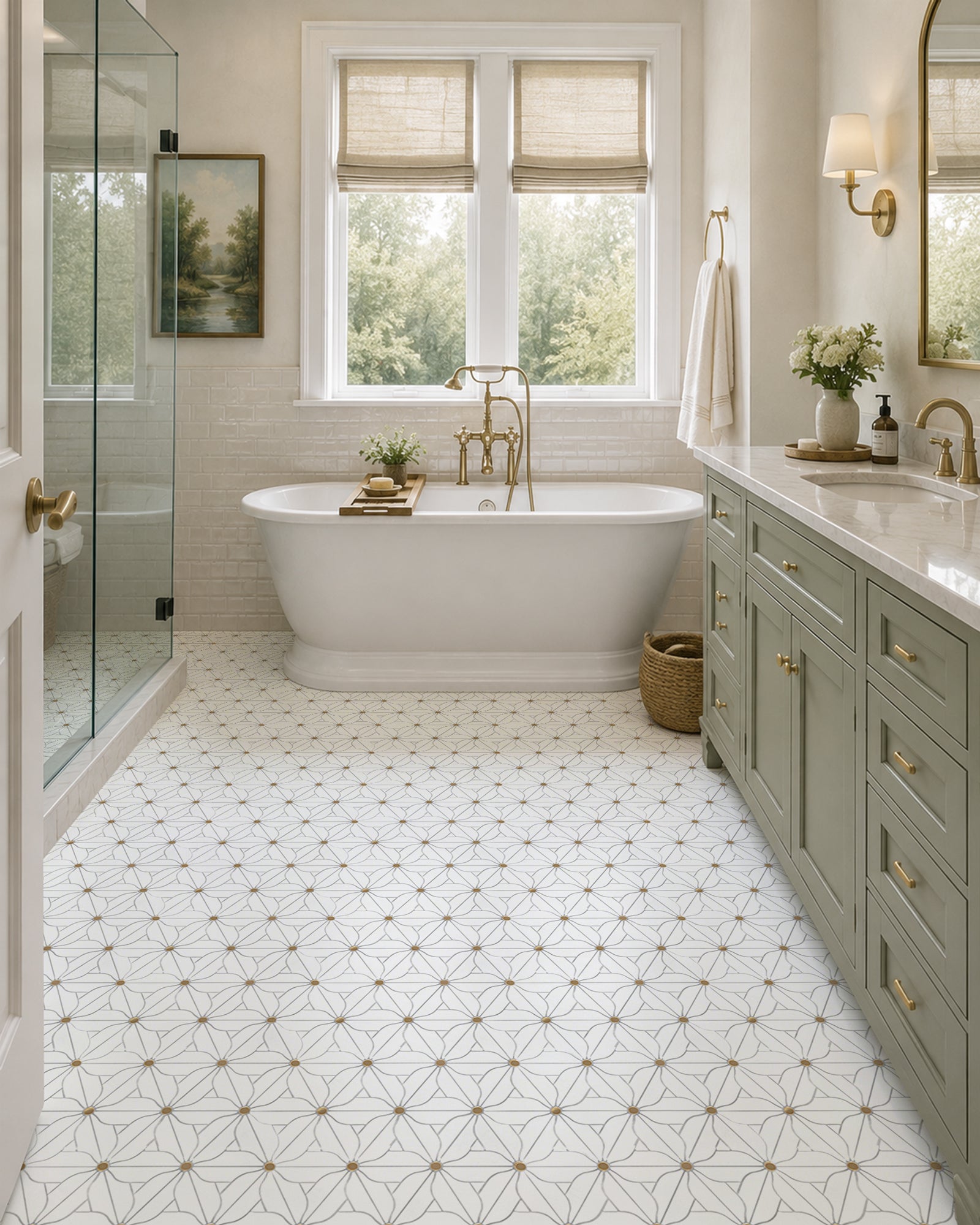 Petal Thassos white Marble Mosaic Tile