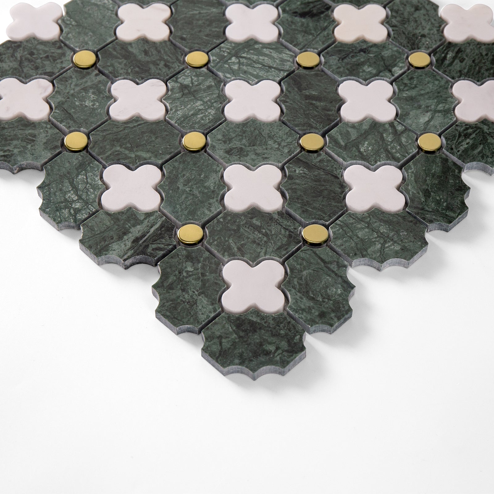 Four-Leaf India Green Marble Mosaic Tile