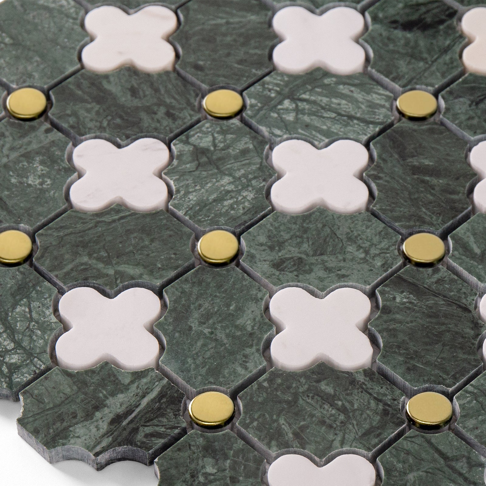 Four-Leaf India Green Marble Mosaic Tile