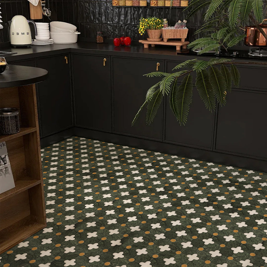 Four-Leaf India Green Marble Mosaic Tile