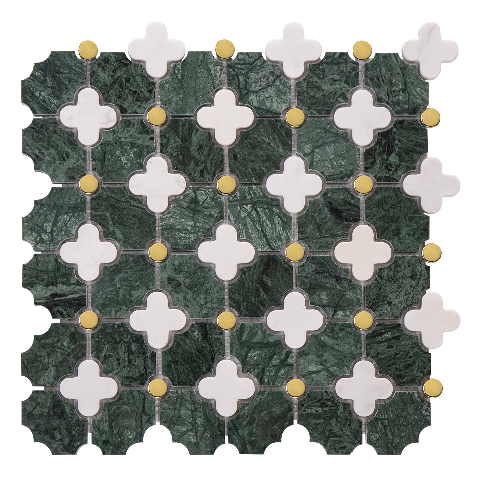 Four-Leaf India Green Marble Mosaic Tile