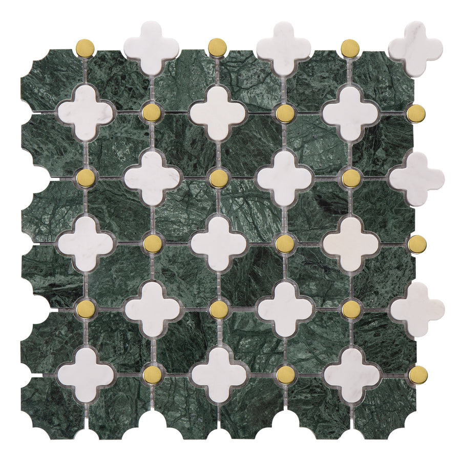 Four-Leaf India Green Marble Mosaic Tile