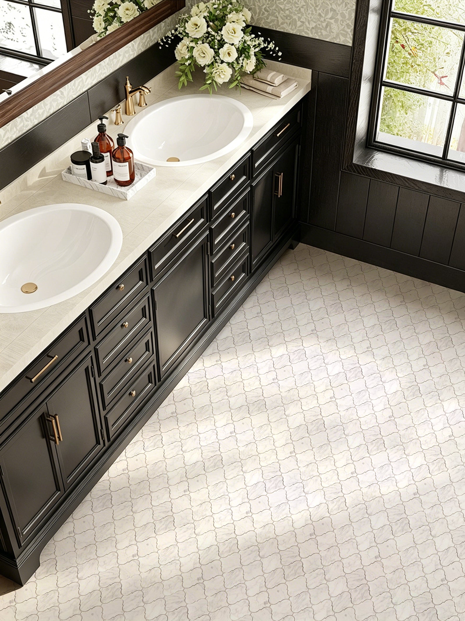 Arabesque Carrara White Marble Mosaic Tile