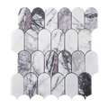 Feather-patterned marble tiles on a white background