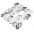 Set of feather-patterned marble mosaic tile on a white background