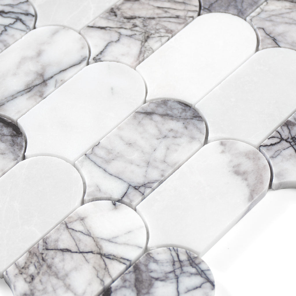 Marble-patterned tiles arranged in a grid on a white background