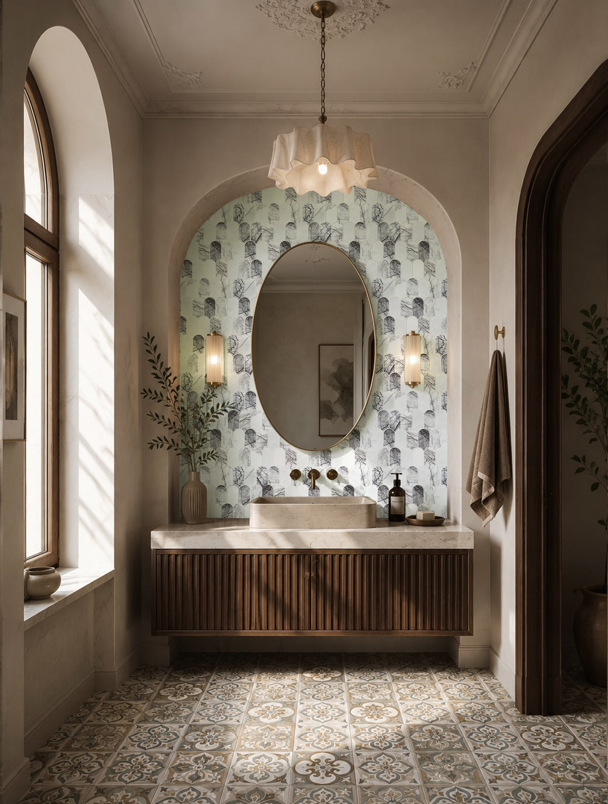 Feather lilac white Marble Mosaic Tile