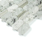 Marble mosaic tile pattern on a white background
