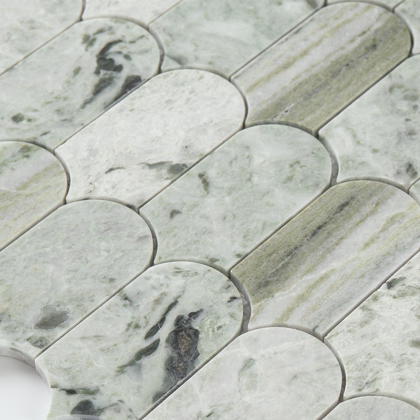 Marble tiles with a green and gray pattern