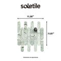 Marble-patterned tile with dimensions labeled and 'soletile' branding.