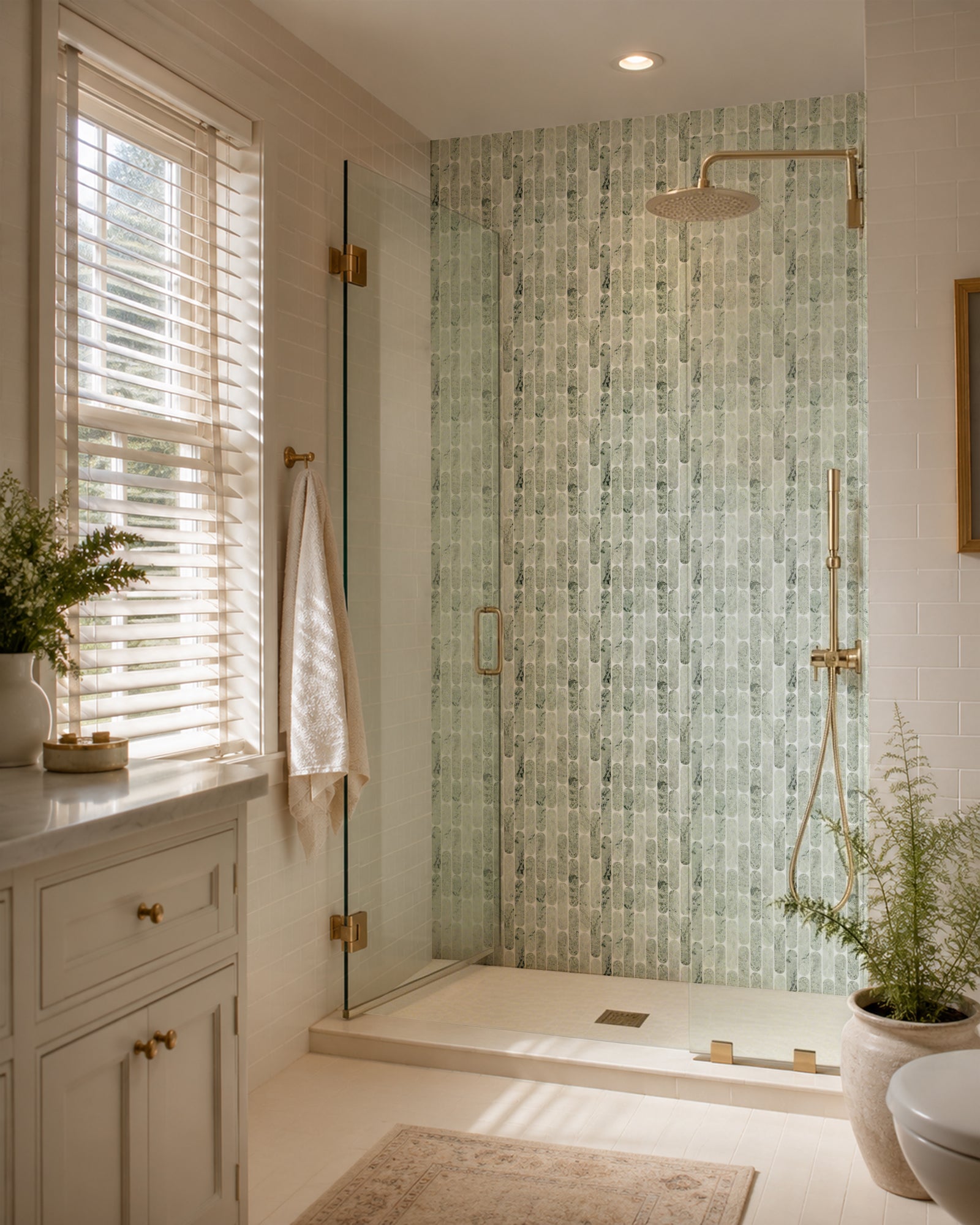 Oval Jade Green Marble Mosaic Tile