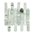 Green marble mosaic tile pattern on a white background